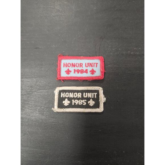 Vintage BSA Honor Unit Patches 1984 & 1985 Boy Scouts of America Award Set Retro - Picture 1 of 6